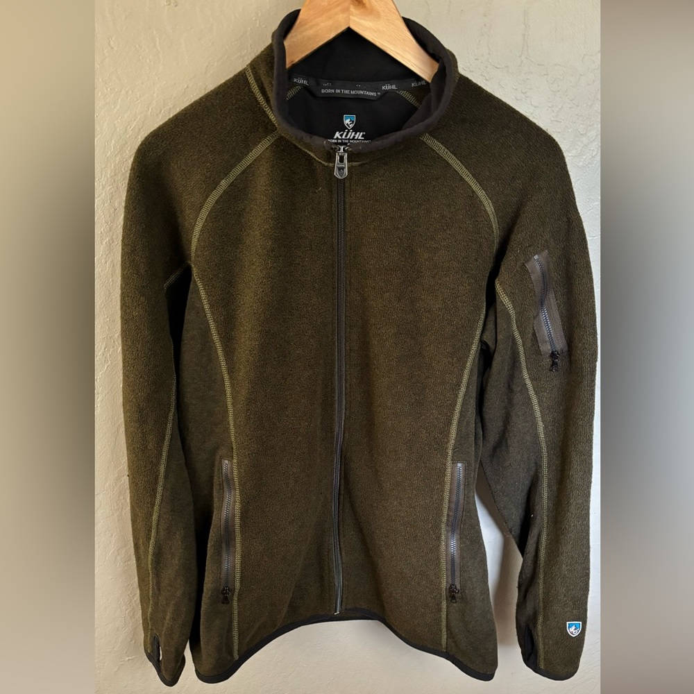 Kuhl men’s small zip up sweater green